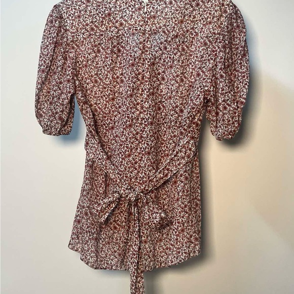 Tory Burch Floral V-Neck Blouse - Red - Picture 4 of 8